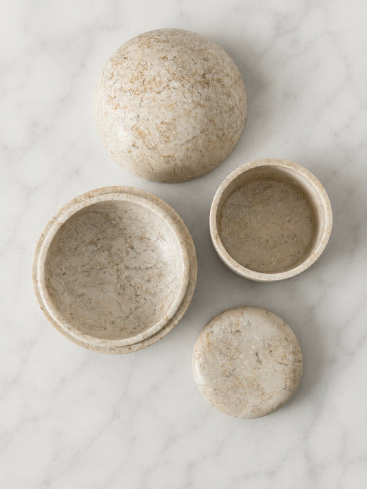 Pair of Marble Lidded Boxes