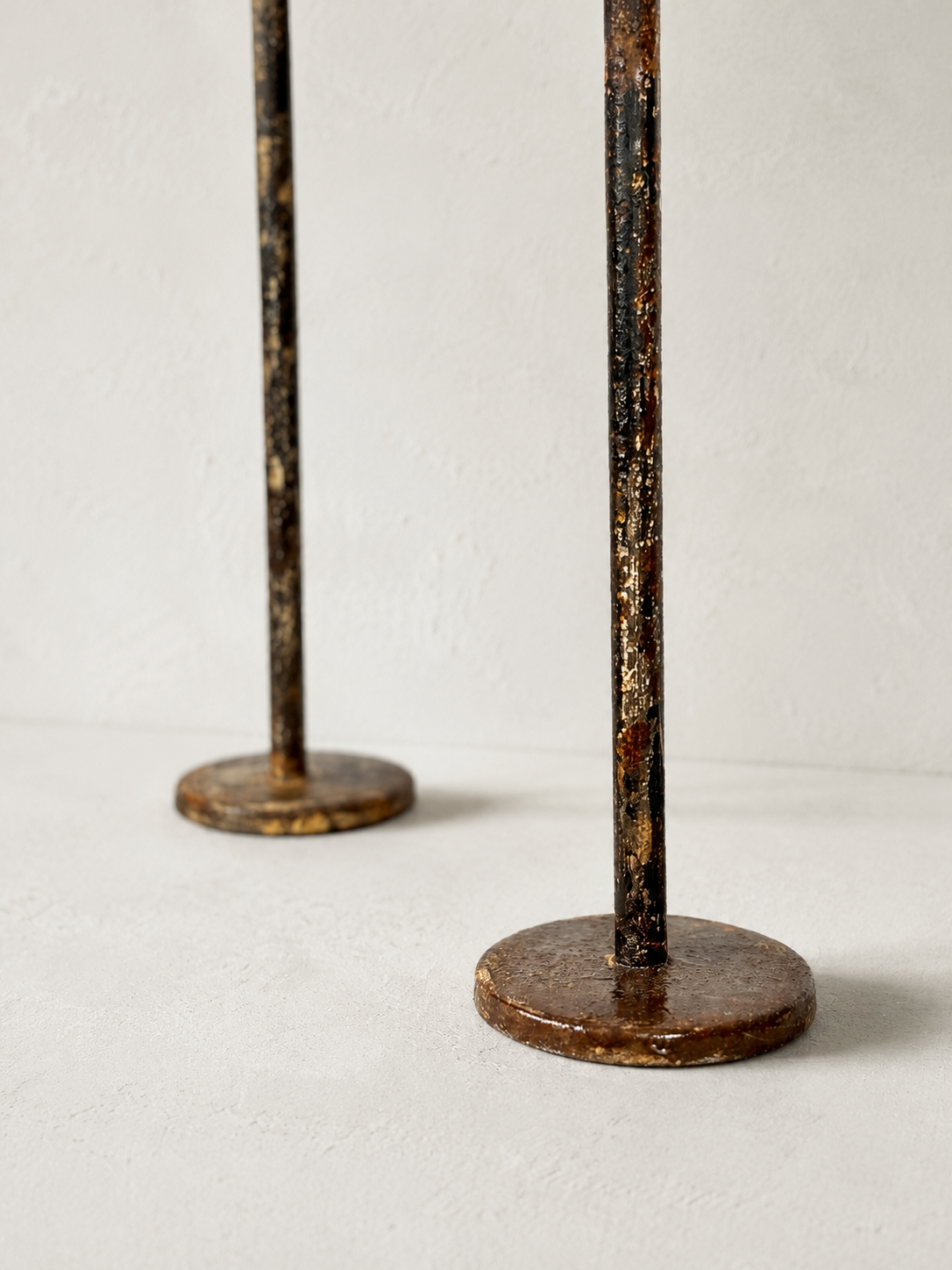 Hand-Forged Wrought Iron Candle Stands Pair