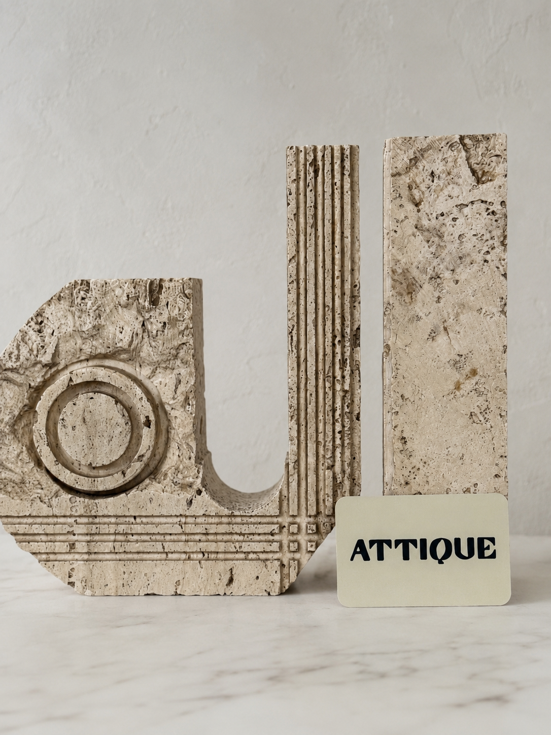 Pair of Italian Travertine Postmodern Candle Holders