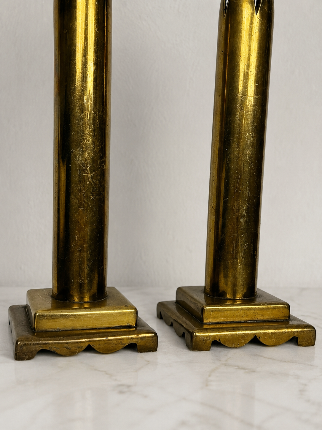 Pair of Brass Trench Art Vases