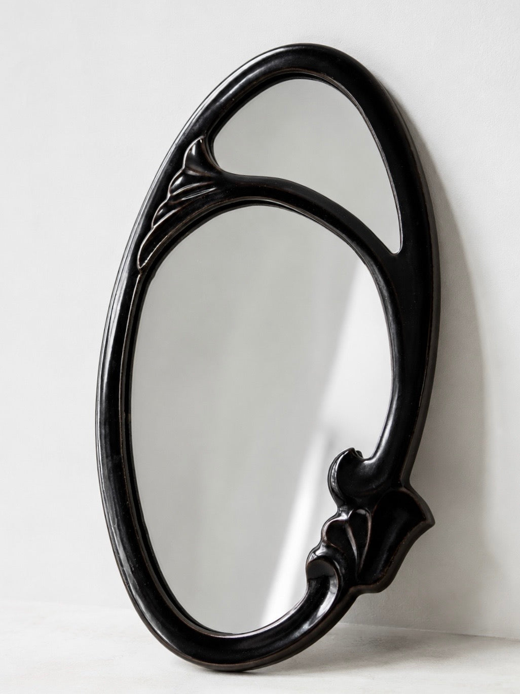Art Nouveau Enamelled Cast Iron Wall Mirror