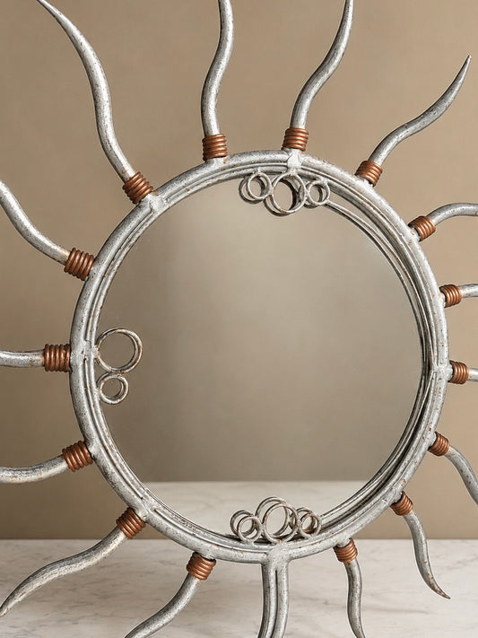 Postmodern Metal Sunburst Mirror