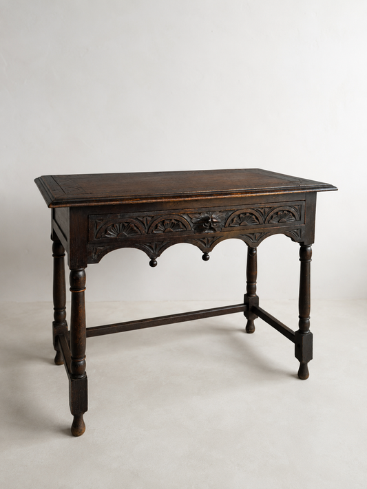 Antique Victorian Oak Green Man Side Table