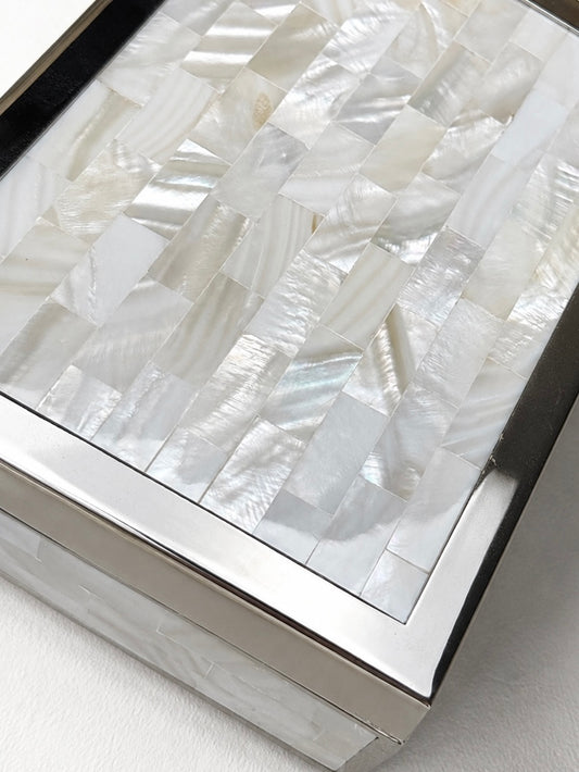 Mother of Pearl & Chrome Lidded Box