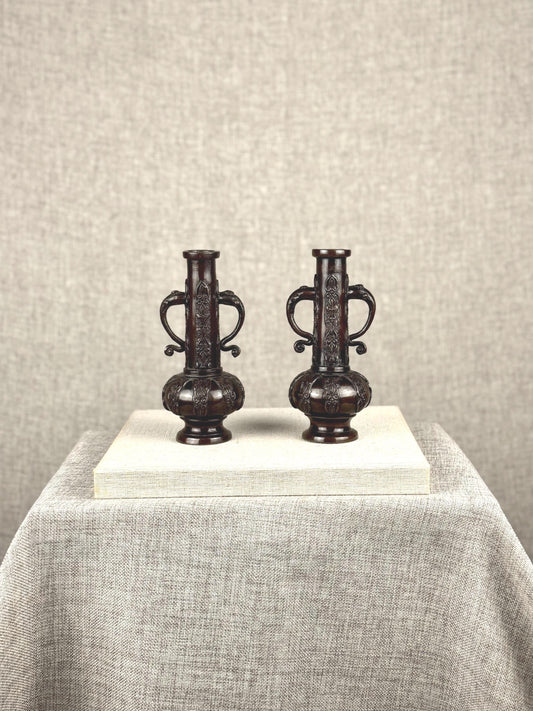 Ornate Bronze Vase Pair, 1950s