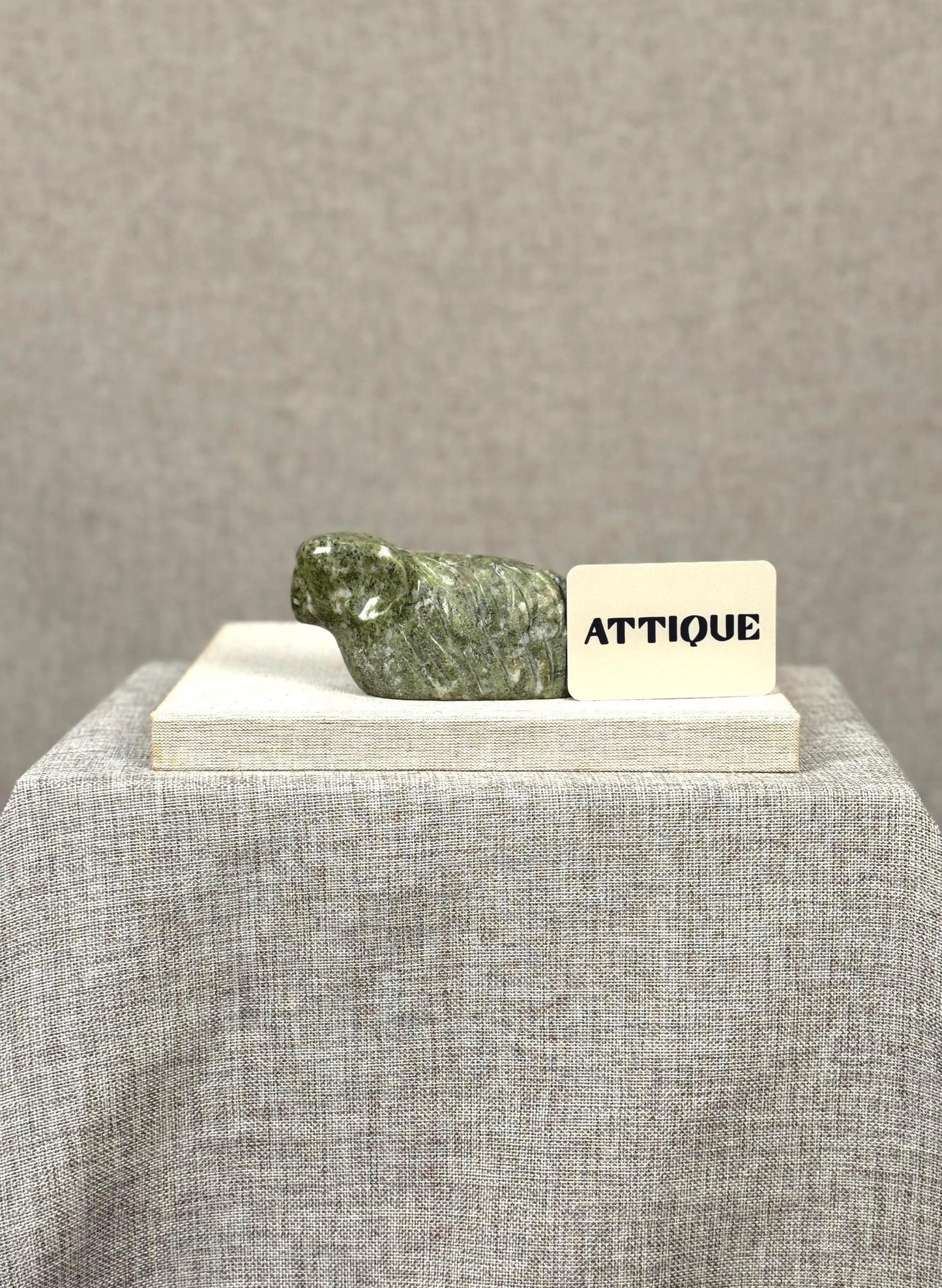 Mid Century Stone Animal Sculpture | Snowflake Epidote Carving | Modernist Decorative Object | 1950s Sculpture