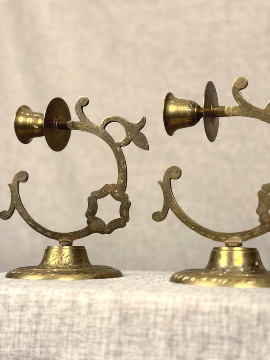 French Brass Candle Sconces Pair