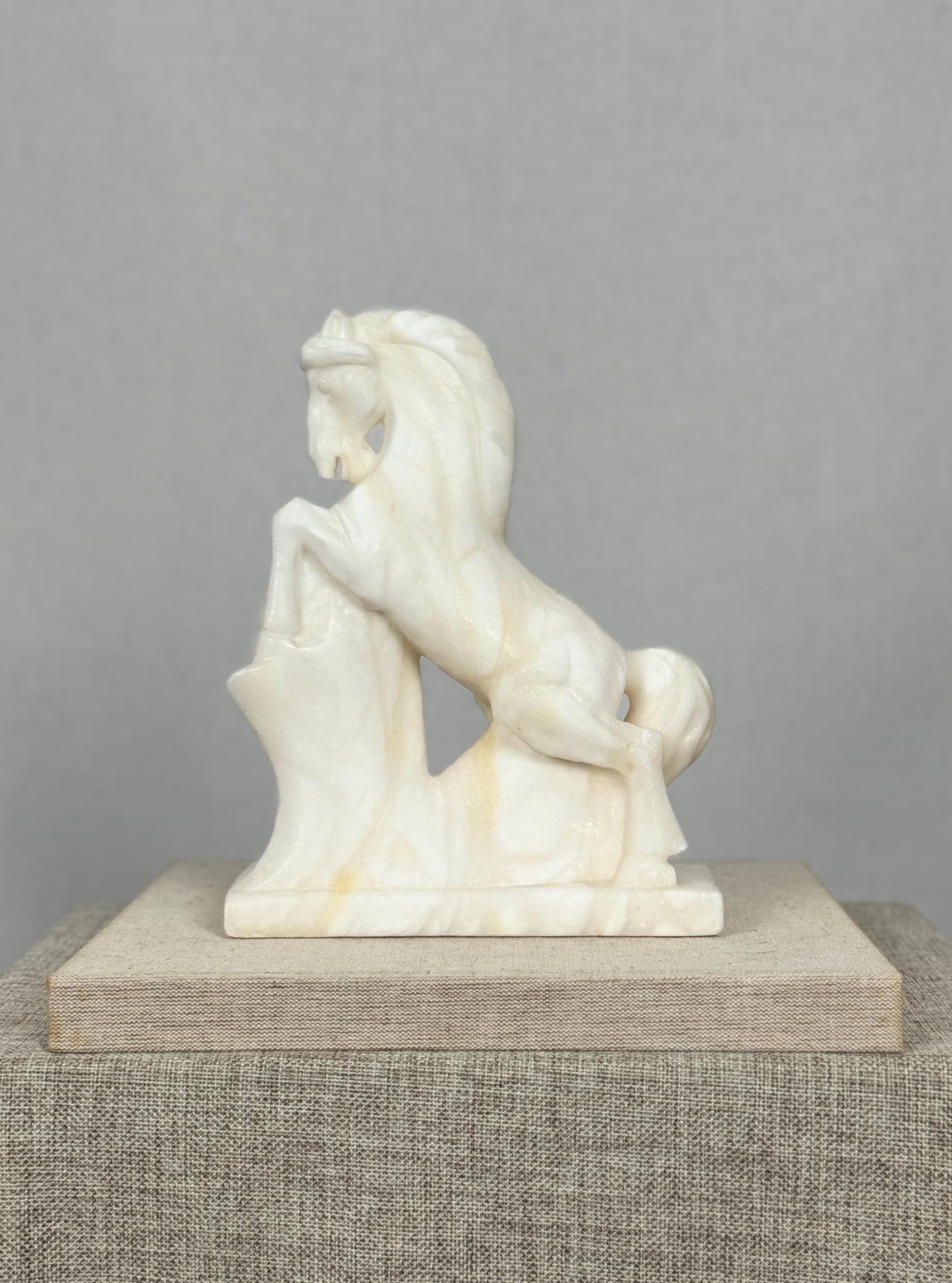 Vintage Alabaster Horse Figurine | Carved Stone Horse Sculpture | Italian Alabaster Statue