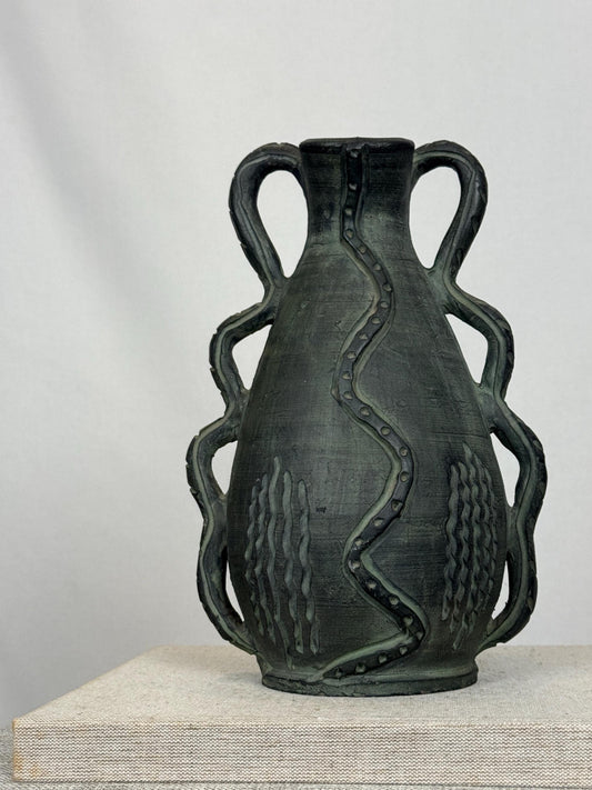 Brutalist Studio Pottery Amphora Vase