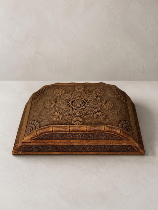 1940s Carved Wood Cigar Box