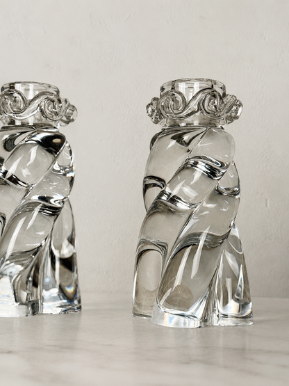 Pair of Baccarat Aladdin Crystal Candlesticks, 1970s