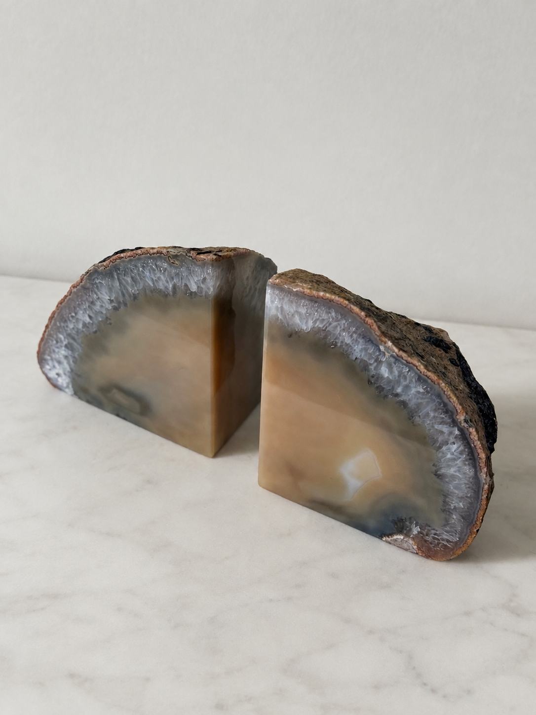 Pair of Natural Agate Bookends