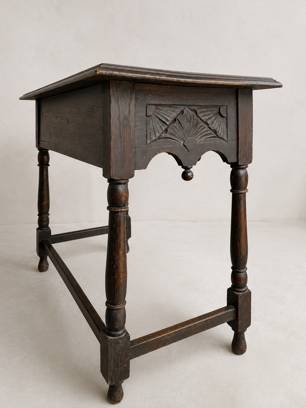 Antique Victorian Oak Green Man Side Table