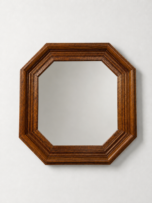 Art Deco Octagonal Oak Wall Mirror