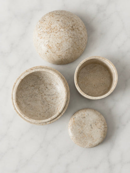 Pair of Marble Lidded Boxes