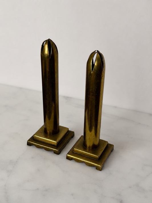 Pair of Brass Trench Art Vases