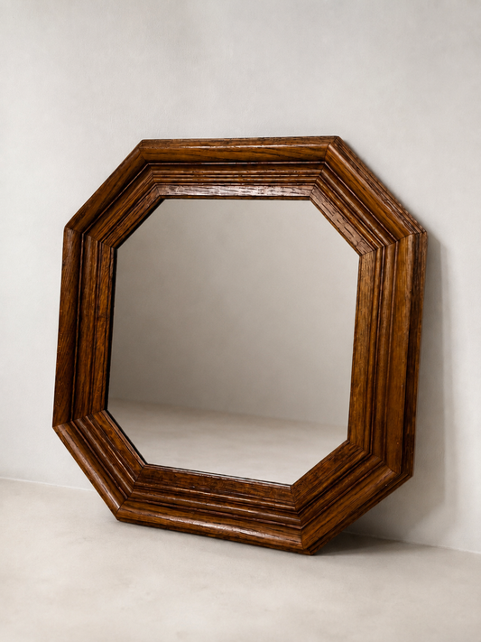 Art Deco Octagonal Oak Wall Mirror