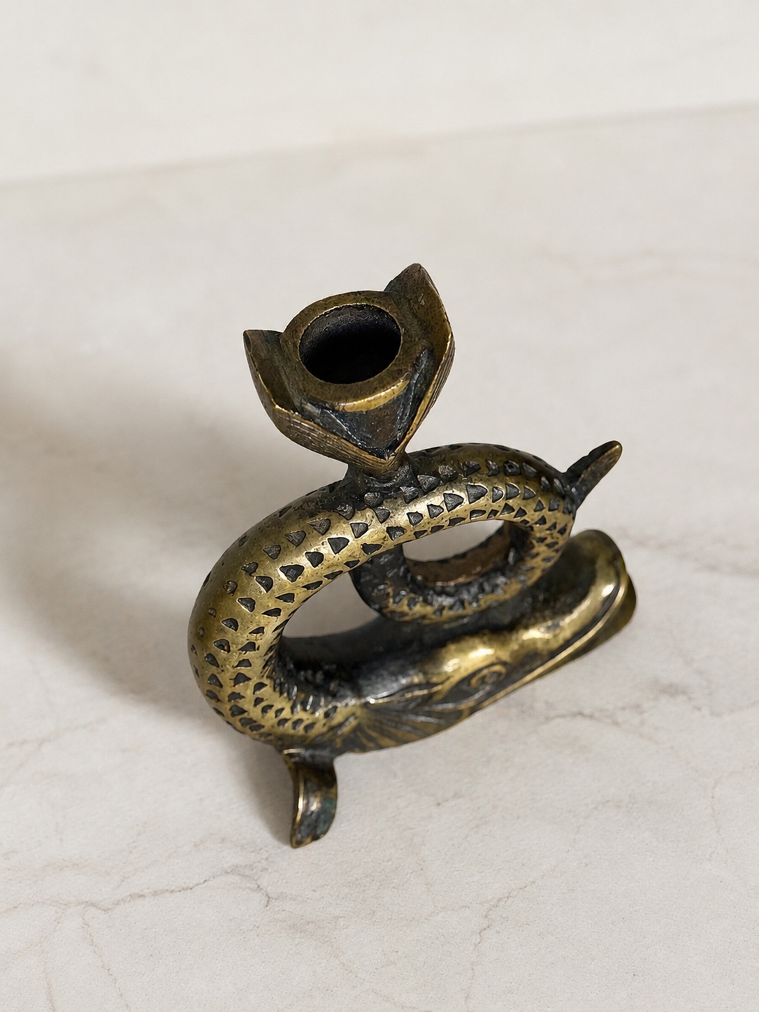 French Bronze Sea Serpent Candlestick