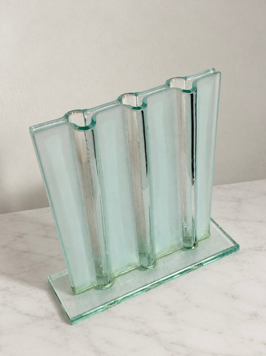 French Sculptural Glass Multi-Stem Vase