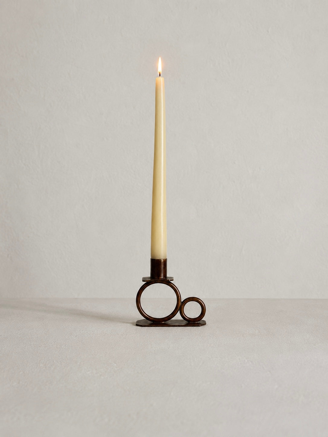 Art Deco copper geometric candlestick