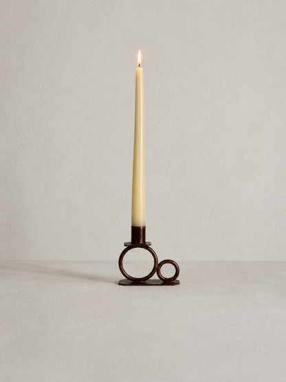 Art Deco copper geometric candlestick