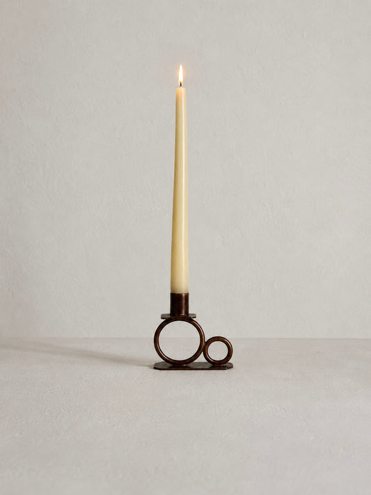 Art Deco copper geometric candlestick