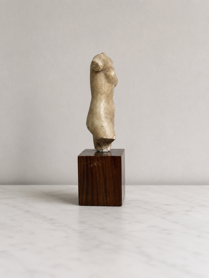 Female Torso Sculpture on Wood Plinth