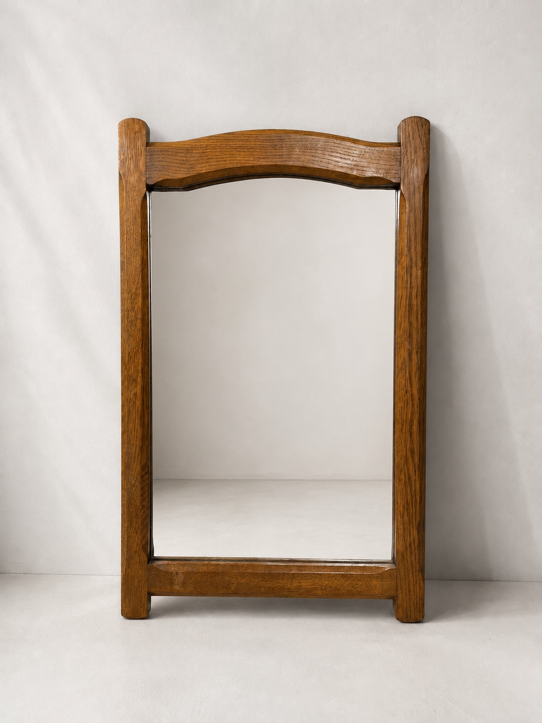 Large Brutalist Oak Wall Mirror