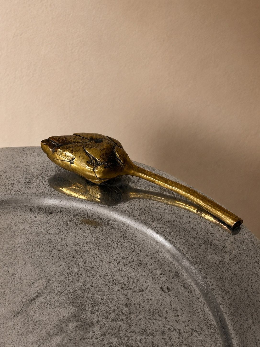 Pewter Tray with Brass Sculptural Detail