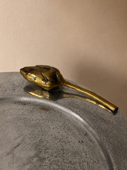 Pewter Tray with Brass Sculptural Detail