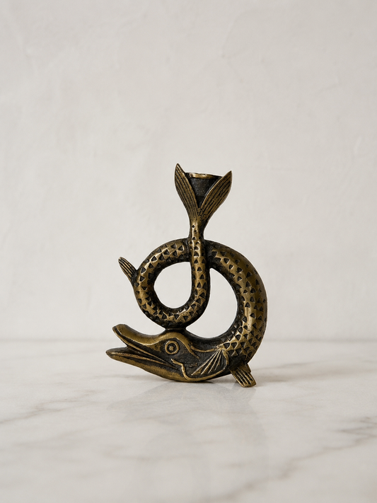 French Bronze Sea Serpent Candlestick
