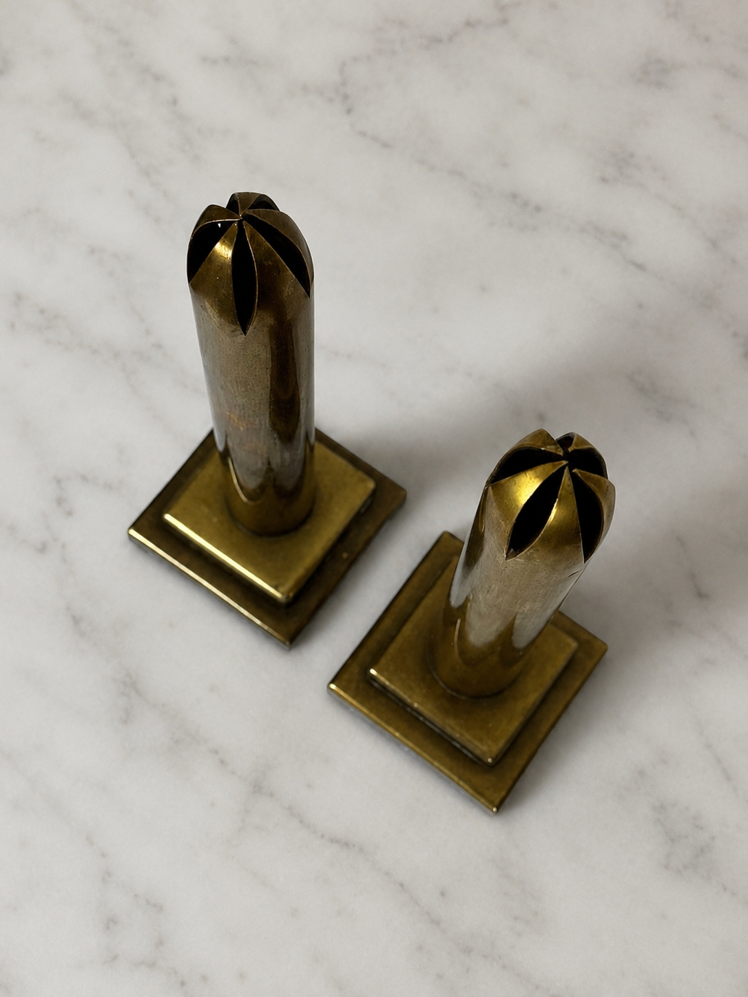 Pair of Brass Trench Art Vases