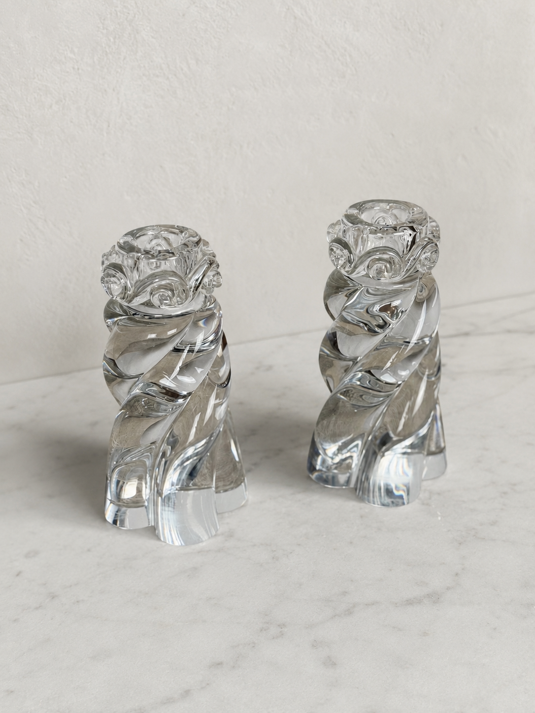 Pair of Baccarat Aladdin Crystal Candlesticks, 1970s