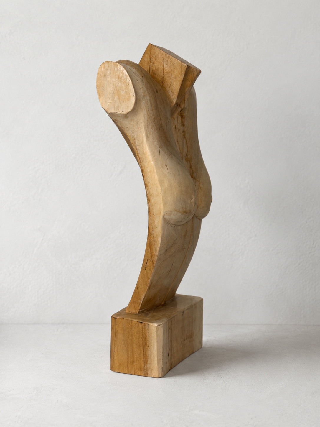 Carved Wood Female Torso Sculpture