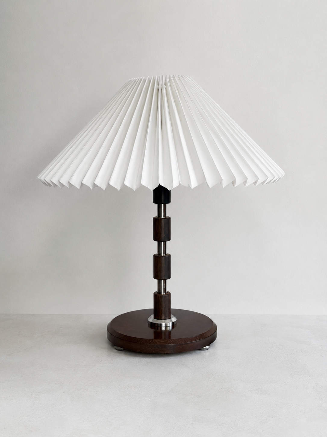 Pair of Danish Wood and Steel Table Lamps