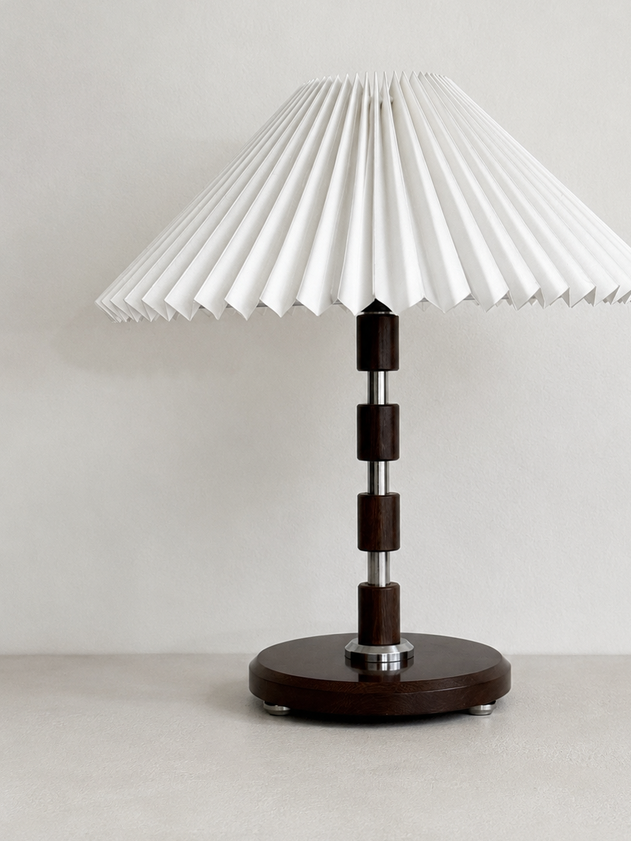Pair of Danish Wood and Steel Table Lamps