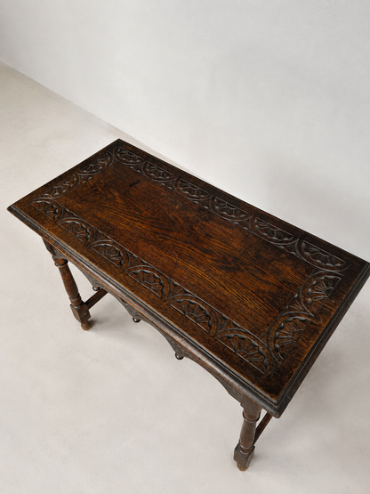 Antique Victorian Oak Green Man Side Table