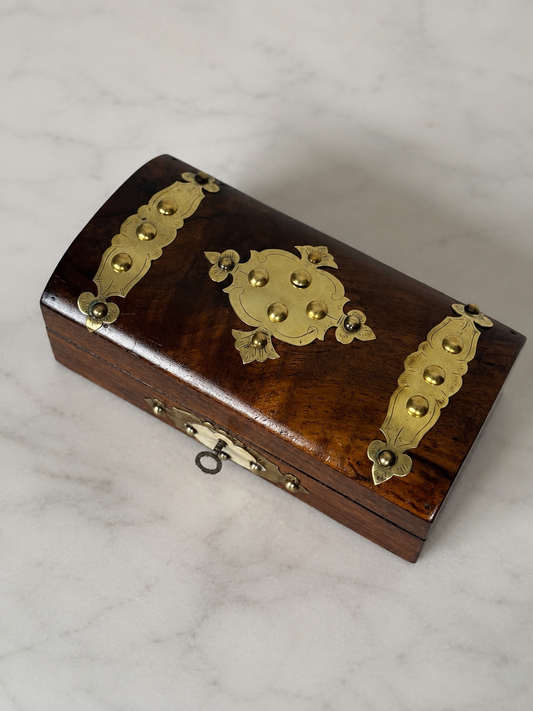 Antique English Walnut Dome Top Casket