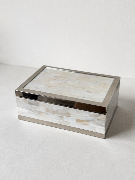 Mother of Pearl & Chrome Lidded Box