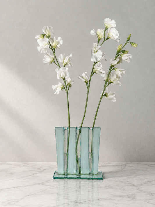 French Sculptural Glass Multi-Stem Vase