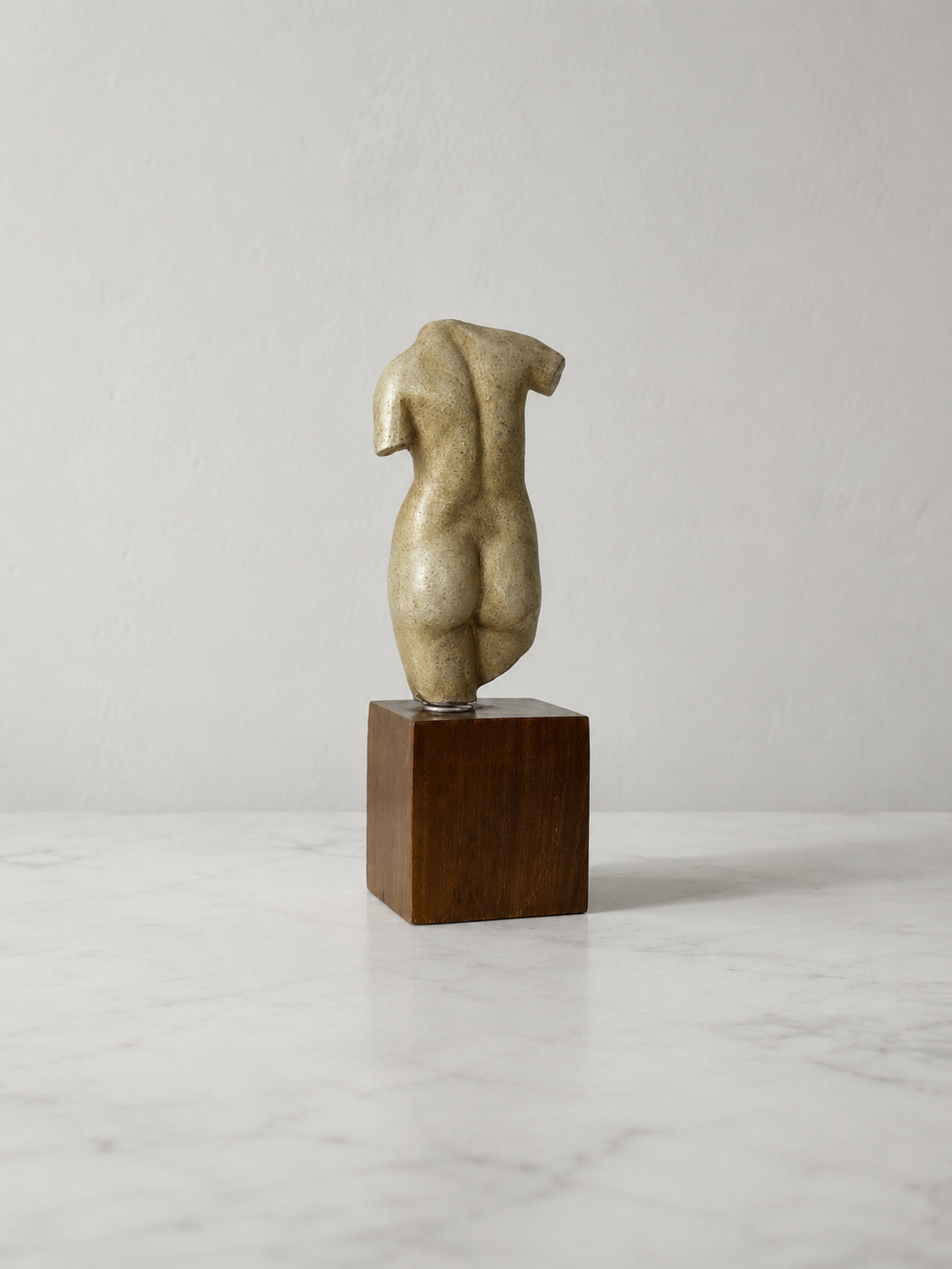 Female Torso Sculpture on Wood Plinth