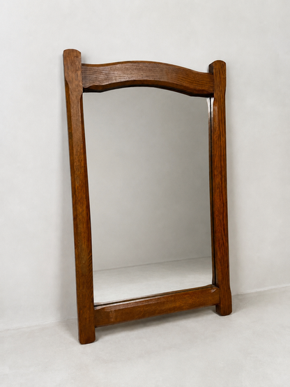 Large Brutalist Oak Wall Mirror