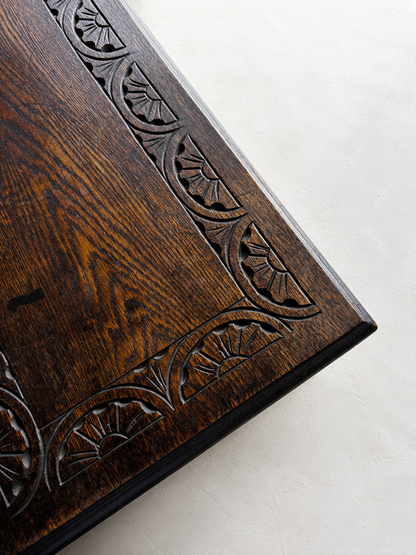 Antique Victorian Oak Green Man Side Table