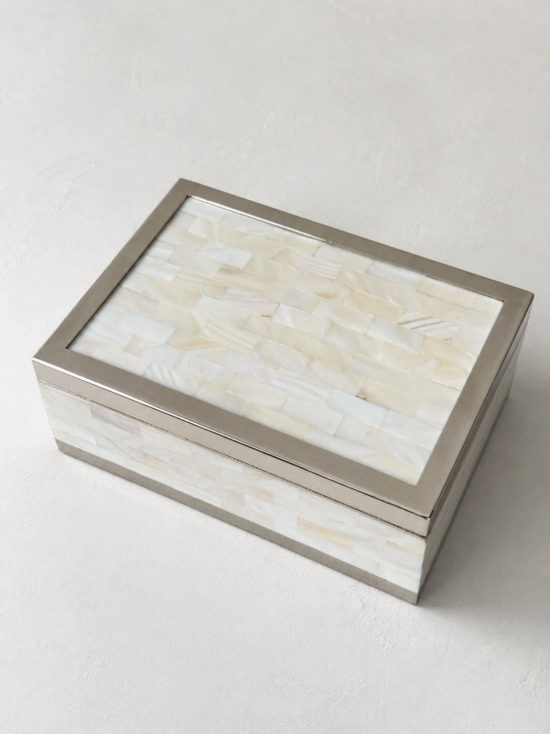 Mother of Pearl & Chrome Lidded Box