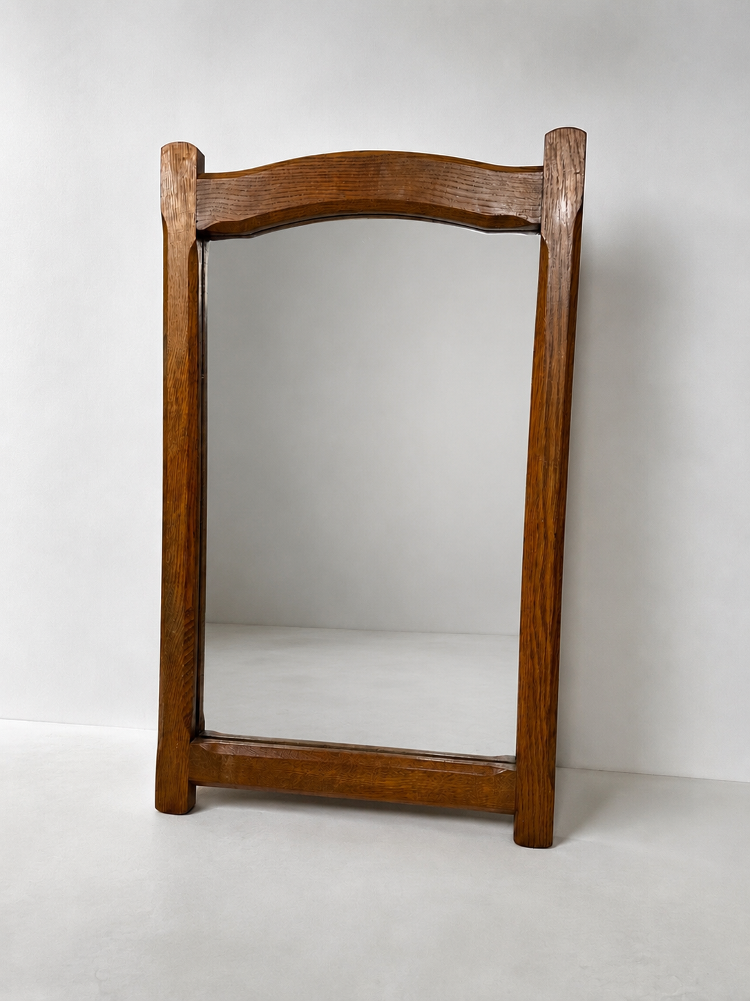 Large Brutalist Oak Wall Mirror