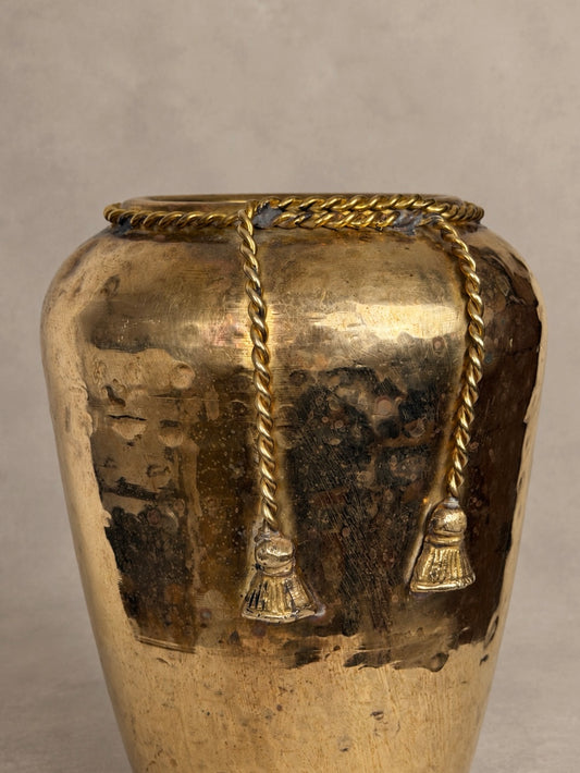 Brass Vase with Rope & Tassel Detail