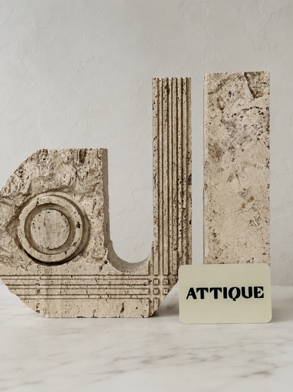 Pair of Italian Travertine Postmodern Candle Holders