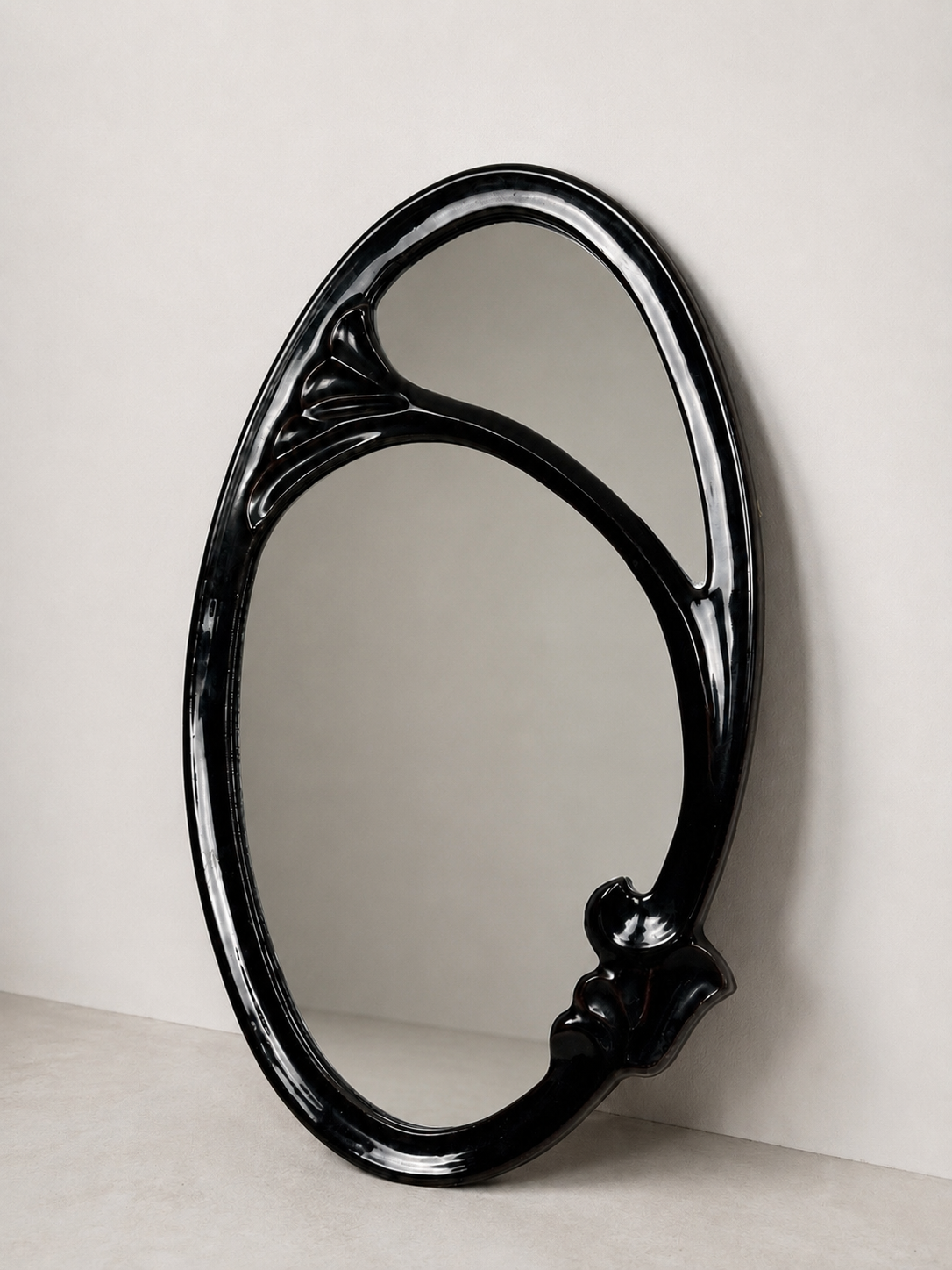 Art Nouveau Enamelled Cast Iron Wall Mirror