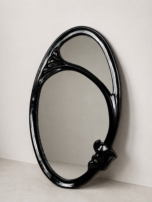 Art Nouveau Enamelled Cast Iron Wall Mirror