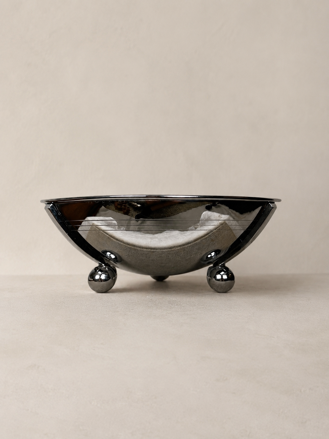 Modernist Chrome Bowl on Ball Feet